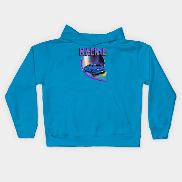 Mach-E Rides the Rainbow Galaxy in Grabber Blue Kids Hoodie by zealology